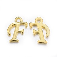 Golden Plated Alloy Letter Pendants, Rack Plating, Letter.F, 13x8x2mm, Hole: 1.5mm(X-PALLOY-P097-01-F)