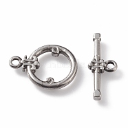 304 Stainless Steel Toggle Clasps, Ring, Stainless Steel Color, Ring: 21x15x2mm, Hole: 2mm, Bar: 22x9x3mm, Hole: 2mm(STAS-K209-05P)