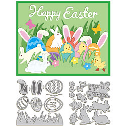 Easter Carbon Steel Cutting Dies Stencils, for DIY Scrapbooking, Photo Album, Decorative Embossing Paper Card, Stainless Steel Color, Rabbit, 100~105x94~107x0.8mm, 2pcs/set(DIY-WH0309-1639)