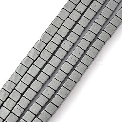 AB Non-magnetic Synthetic Hematite Beads, Cube, Black, 4x4x4mm, Hole: 1mm, about 95pcs/strand(X-Z0RMD014)