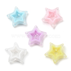 Acrylic Beads, Bead in Bead, Star, Mixed Color, 21.5x22x6mm, Hole: 3mm, about 280pcs/500g(SACR-G033-02-M)