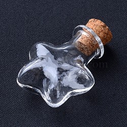Glass Bottles, with Cork Stopper, Wishing Bottle, Star, Clear, 28.5x21x11.5mm, Bottleneck: 8mm in diameter, Capacity: 2ml(0.06 fl. oz)(X-AJEW-D037-07)