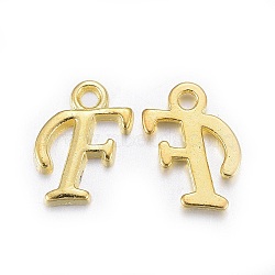 Golden Plated Alloy Letter Pendants, Rack Plating, Letter.F, 13x8x2mm, Hole: 1.5mm(X-PALLOY-P097-01-F)