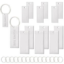 DIY Stamping Blank Tag Keychain Making Kit, Including 201 Stainless Steel Pendants, Iron Split Key Rings, Stainless Steel Color, 48Pcs/box(DIY-BC0009-42)