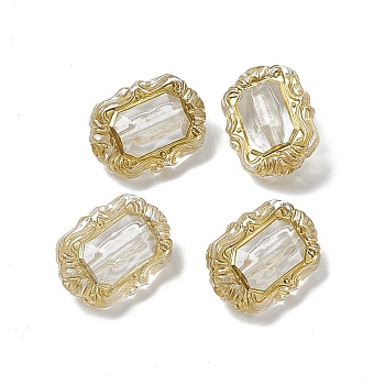 Transparent Acrylic Beads, Golden Metal Enlaced, Rectangle, Clear, 18x13.5x8.5mm, Hole: 1.8mm, about 515pcs/500g
