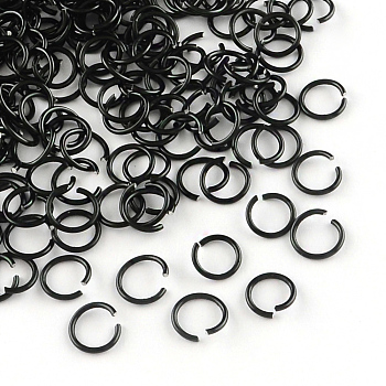 Aluminum Wire Open Jump Rings, Black, 8x1.0mm, about 900pcs/50g