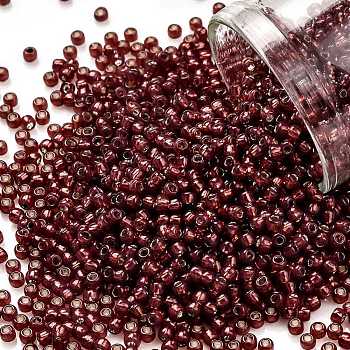 TOHO Round Seed Beads, Japanese Seed Beads, (2113) Silver Lined Milky Pomegranate, 11/0, 2.2mm, Hole: 0.8mm, about 1110pcs/bottle, 10g/bottle