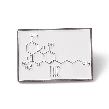 Molecular Structure Pattern Enamel Pin, Rectangle Alloy Badge for Teachers' Day, Gunmetal, White, 21x30.5x1.5mm, Pin: 1mm