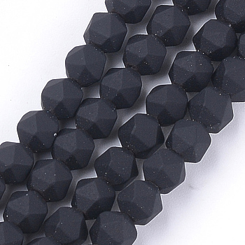Spray Painted Non-magnetic Synthetic Hematite Beads Strands, Star Cut Round Beads, Faceted, Black, 6x6x6mm, Hole: 0.8mm, about 64~67pcs/strand, 14.9 inch~15.7 inch