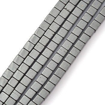 AB Non-magnetic Synthetic Hematite Beads, Cube, Black, 4x4x4mm, Hole: 1mm, about 95pcs/strand