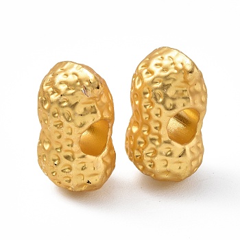 Rack Plating Alloy Beads, Cadmium Free & Lead Free & Nickle Free, Peanut, Matte Gold Color, 14x8.5x7.5mm, Hole: 3.6mm