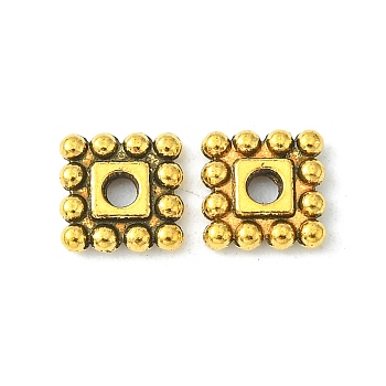 Tibetan Style Spacer Beads, Lead Free & Cadmium Free, Square, Antique Golden, 7x7x2mm, Hole: 2mm