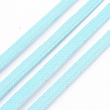 Double Face Satin Ribbon, Polyester Ribbon, Pale Turquoise, 1/8 inch(3mm) wide, about 880yards/roll(804.672m/roll)