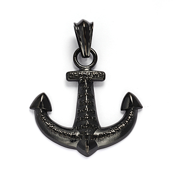 Anchor 304 Stainless Steel Pendants, with Words, Gunmetal, 48x46x5.5mm, Hole: 13x8mm