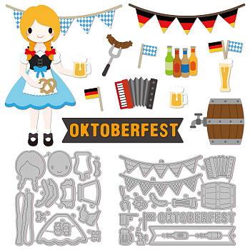 Oktoberfest Theme Carbon Steel Cutting Dies Stencils, for DIY Scrapbooking, Photo Album, Decorative Embossing Paper Card, Stainless Steel Color, Girl Pattern, 66~91x70~74x0.8mm, 2pcs/set