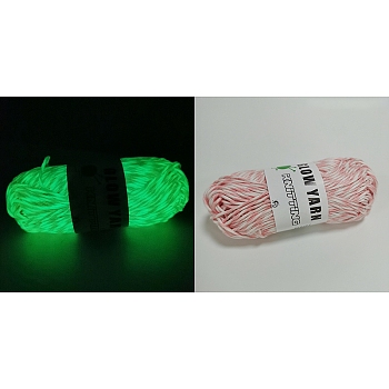 Luminous Two Tone Polyester Yarns, Glow in the Dark Yarn, for Weaving, Knitting & Crochet, Pink, 2mm, about 53m/skein