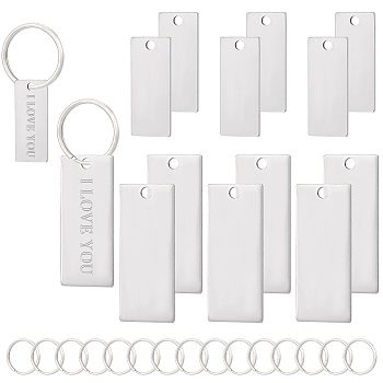 DIY Stamping Blank Tag Keychain Making Kit, Including 201 Stainless Steel Pendants, Iron Split Key Rings, Stainless Steel Color, 48Pcs/box