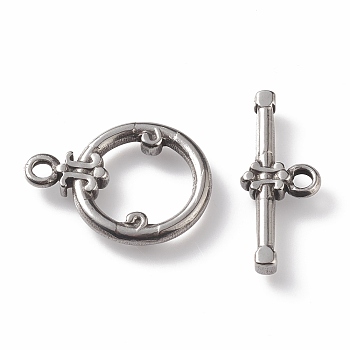 304 Stainless Steel Toggle Clasps, Ring, Stainless Steel Color, Ring: 21x15x2mm, Hole: 2mm, Bar: 22x9x3mm, Hole: 2mm