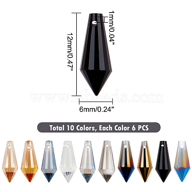 AHADERMAKER 60pcs 10 colors Electroplated Glass Pendants(EGLA-GA0001-07)-2