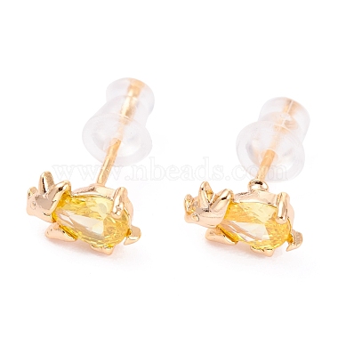 Gold Dinosaur Brass Stud Earrings