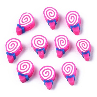 Hot Pink Candy Polymer Clay Beads