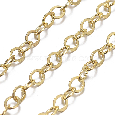 Brass Flat Oval Cable Chains(X-CHC025Y-G)-2