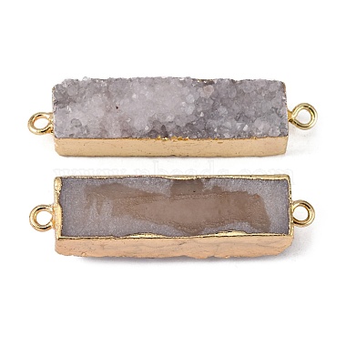 Electroplated Natural Druzy Agate Links/Connectors(G-G656-02F)-2