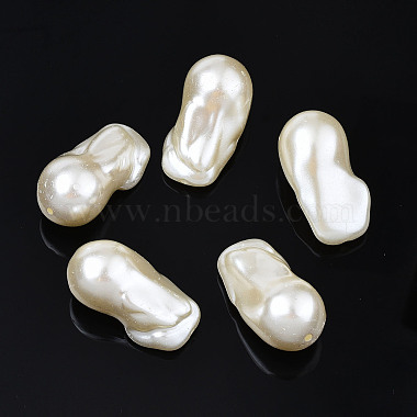 Creamy White Oval ABS Plastic Beads