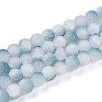 Crackle Glass Beads, Round, Two Tone, Frosted, Light Steel Blue, 8~8.5x7~7.5mm, Hole: 1.4mm(X1-GLAA-N009-8mm-06)