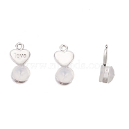 Silicone Ear Nuts, Earring Backs, with Brass Findings, Heart, Platinum, 11.2x6x5.5mm(FIND-TAC0006-03B)