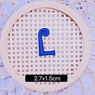 Computerized Embroidery Cloth Self Adhesive Patches, Stick on Patch, Costume Accessories, Letter, Blue, L:27x15mm(FIND-TAC0002-02L)