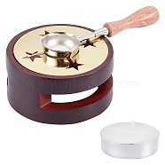Wax Seal Stamp Set, with Wood Wax Furnace and Wax Sticks Melting Spoon Tool, Mixed Color, Packing Box: 10.15x10.15x7.15cm(TOOL-WH0021-87)