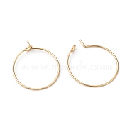 316L Surgical Stainless Steel Hoop Earring Findings, Wine Glass Charms Findings, Real 18K Gold Plated, 35x0.8mm, 20 Gauge(STAS-G229-07G-04A)