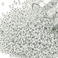 TOHO Round Seed Beads, Japanese Seed Beads, (2100) Silver Lined Milky White, 11/0, 2.2mm, Hole: 0.8mm, about 5555pcs/50g(SEED-XTR11-2100)