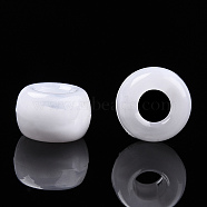 Acrylic Beads, Two Tone, Barrel, White, 9x6mm, Hole: 3.7mm, about 1700pcs/500g(KY-C013-06J)