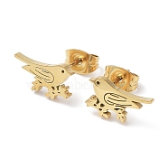 304 Stainless Steel Stud Earring, Bird, Golden, 6.5x12mm(X-EJEW-H136-02G)