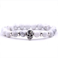 Natural Howlite Stretch Bracelets, Skull(OR4377-3)