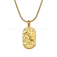 Constellations Cubic Zirconia Pendant Necklace, with Golden Stainless Steel Round Snake Chains, Aquarius, 17.72 inch(45cm)(PW-WG56929-07)