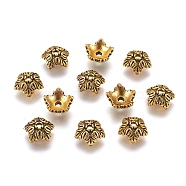 Tibetan Style Bead Caps, Cadmium Free & Lead Free, 5-Petal, Flower, Antique Golden, 10x4mm, Hole: 1mm(TIBEB-A24621-AG-LF)