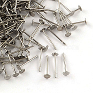 316 Surgical Stainless Steel Flat Round Blank Peg Stud Earring Settings, Stainless Steel Color, Tray: 3mm, 12x3mm, Pin: 0.8mm(X-STAS-R073-04)