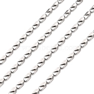 3.28 Feet 304 Stainless Steel Link Chains, Soldered, with Rectangle Connector, Stainless Steel Color, 6x2.5x2mm(X-CHS-K002-25)
