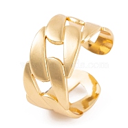 PVD Vacuum Plating 304 Stainless Steel Curb Chain Open Cuff Rings for Women, Golden, 11mm(RJEW-G316-11G)