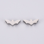 Halloween 304 Stainless Steel Beads, Laser Cut, Bat, Stainless Steel Color, 5.5x14.5x3mm, Hole: 1.5mm(STAS-T052-32P)