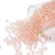 TOHO Round Seed Beads, Japanese Seed Beads, (11) Transparent Rosaline, 8/0, 3mm, Hole: 1mm, about 1111pcs/50g(SEED-XTR08-0011)