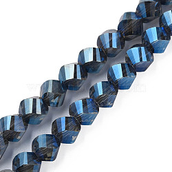 Electroplate Transparent Glass Beads Strands, Faceted, Nuggets, Blue, 8x7mm, Hole: 1.4mm, about 72pcs/strand, 20.08 inch(51cm)(EGLA-N002-39-F04)