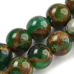 Synthetic Gold Clinquant Stone Beads Strands, Dyed, Round, Green, 8mm, Hole: 0.9mm, about 44~49pcs/strand, 14.49''~15.28''(36.8~38.8cm)(G-P549-A01-01D)