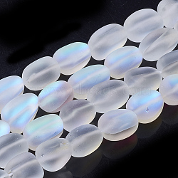 Synthetic Moonstone Beads Strands, Holographic Beads, Tumbled Stone, Dyed, Frosted, Nuggets, WhiteSmoke, 13~18x10~11x10~11mm, Hole: 1.2mm, about 23pcs/strand, 15.3 inch(G-S285-05A)