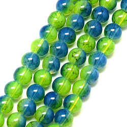 Baking Painted Glass Beads Strands, Imitation Opalite, Round, Green Yellow, 8mm, Hole: 1.3~1.6mm, about 100pcs/strand, 31.4 inch(X-DGLA-Q023-8mm-DB63)