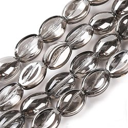 Electroplate Glass Beads Strands, Coffee Bean, Light Grey, 10.5~11x8x5mm, Hole: 1mm, about 60pcs/strand, 25.20''(64cm)(EGLA-B005-01A-PL02)