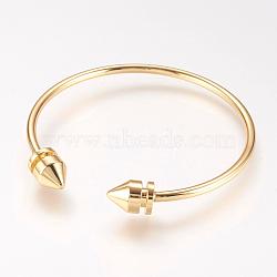 Brass Cuff Bangle, Real 18K Gold Plated, 2-1/8 inch(54mm)(BJEW-P168-B34)